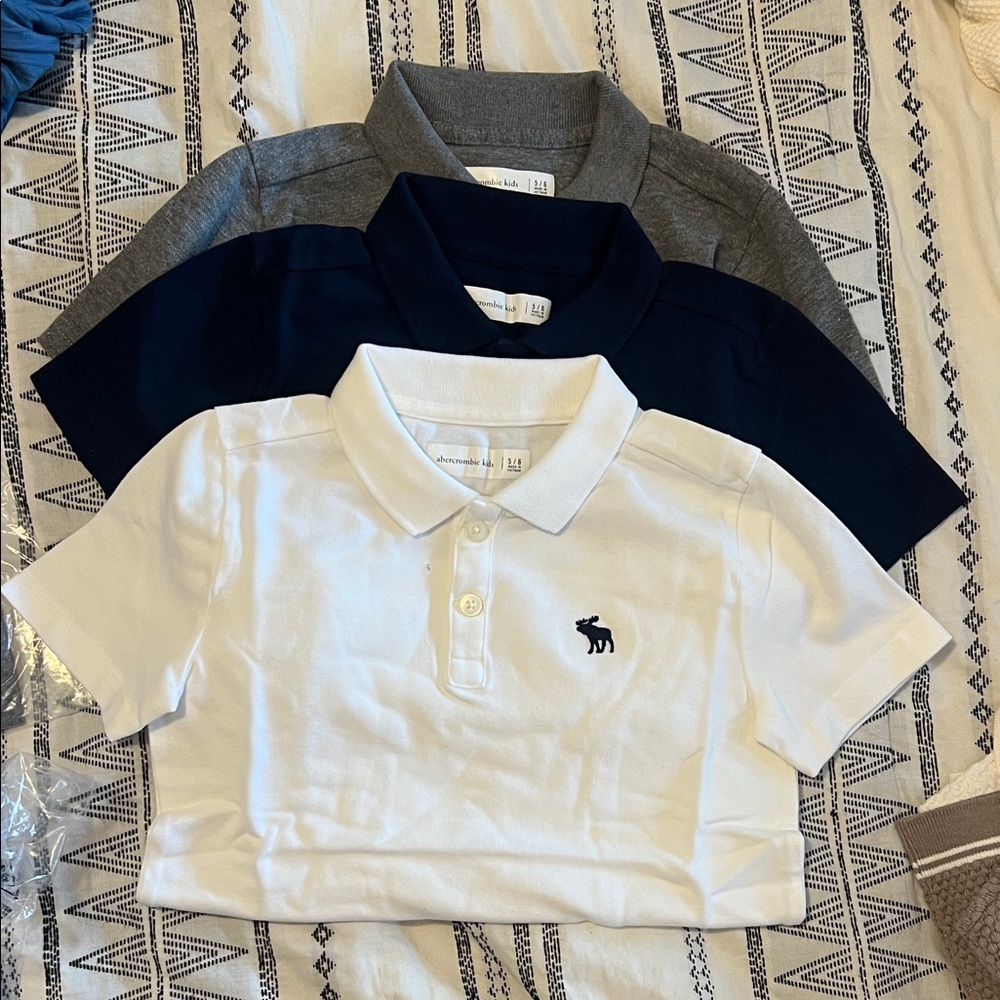 Abercrombie Kids Polo Shirt Set - White, Navy, Gray